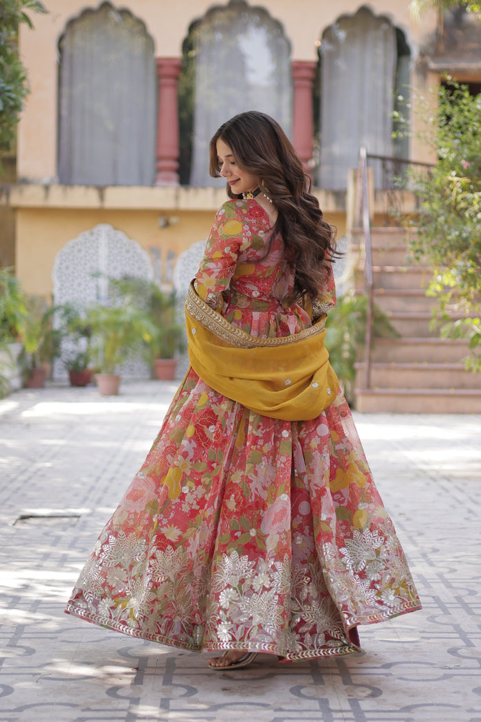 Premium Readymade Alia Cut Gown With Dupatta Set