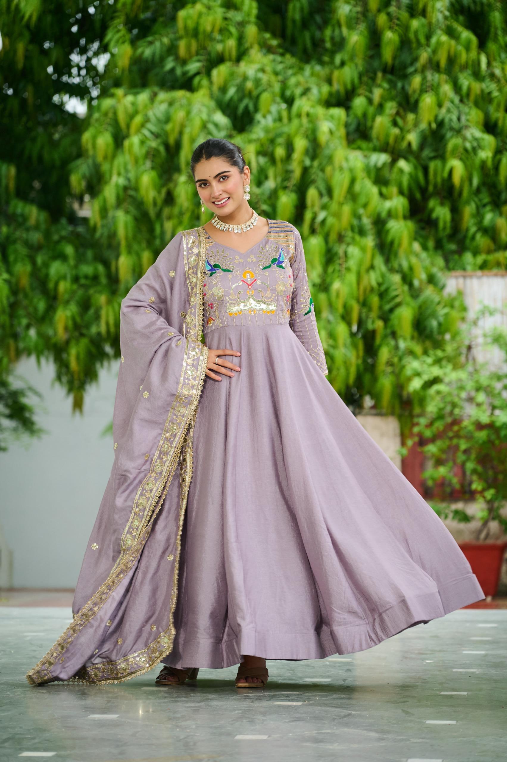 Premium Readymade Alia Cut Gown With Dupatta Set