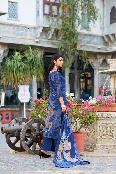 Ethnic Dress Collection Beads Navy Blooms In This Stunning Salwar Suit