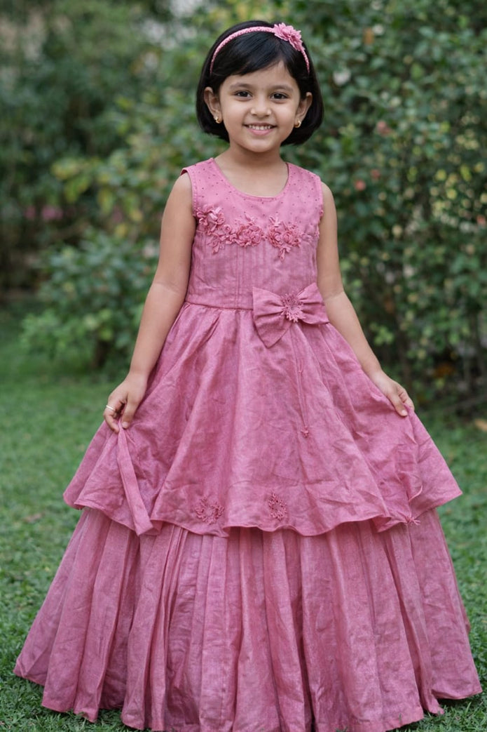 Blush Pink Floral Party Dress for Girls