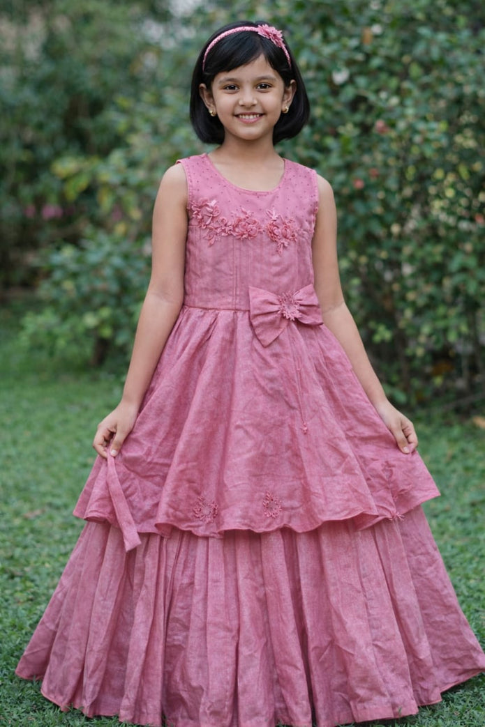 Blush Pink Floral Party Dress for Girls
