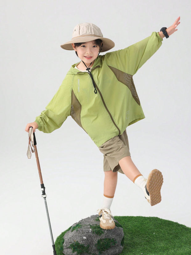 Active Kids Lime Green Adventure Windbreaker And Cargo Shorts Set
