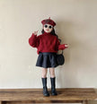 Classic Red Girls Winter Knit Set For Cozy Holiday Style