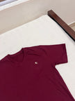 Premium Men Casual Maroon V Neck Tee For Everyday Minimalist Style