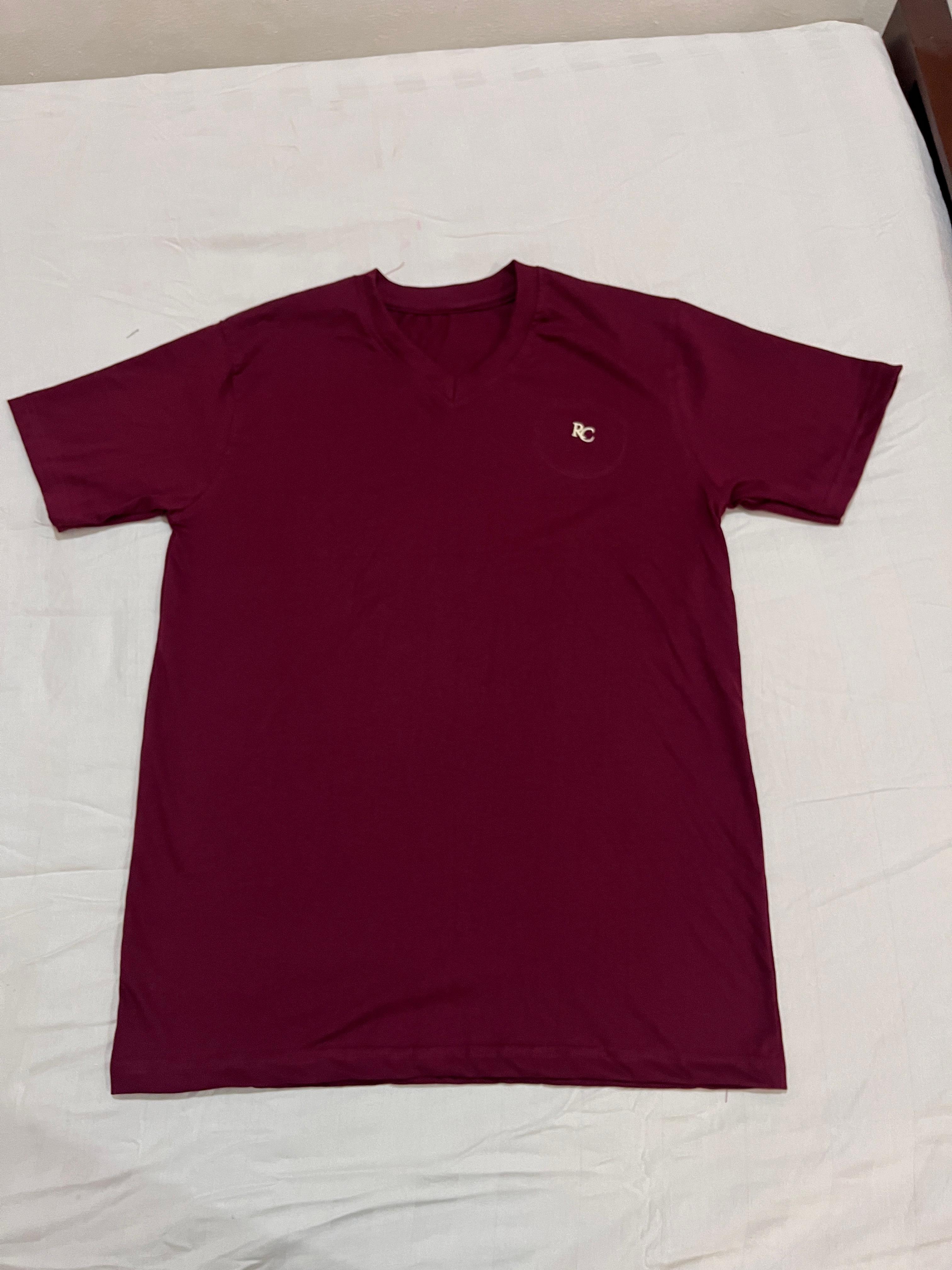 Premium Men Casual Maroon V Neck Tee For Everyday Minimalist Style