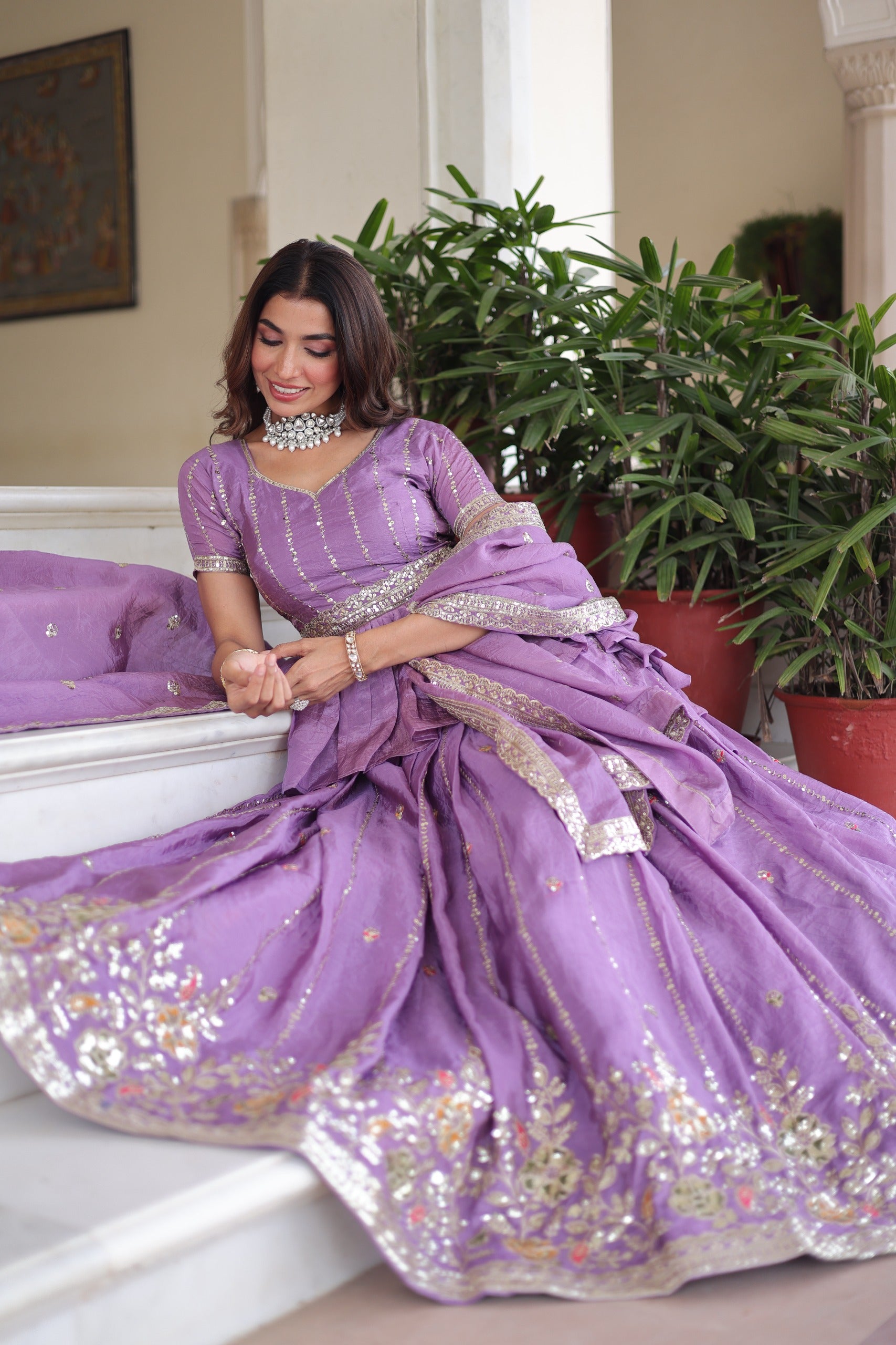 Premium Designer Sequins Embroidered Readymade Lehenga choli Set