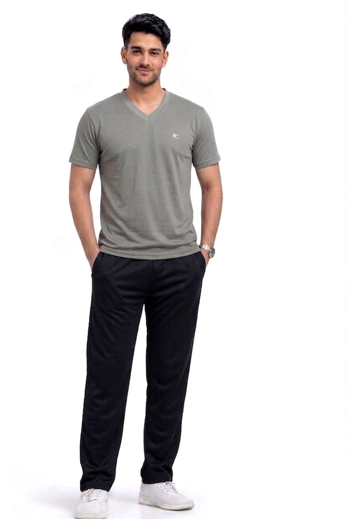 Premium Men Casual Grey V Neck Tee For Everyday Minimalist Style