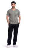 Premium Men Casual Grey V Neck Tee For Everyday Minimalist Style