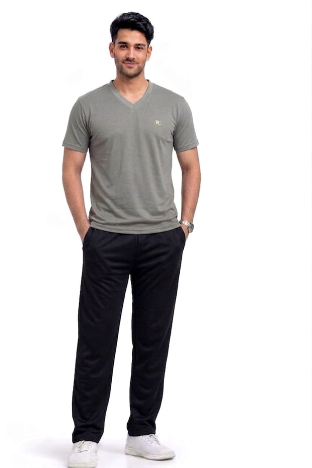 Premium Men Casual Grey V Neck Tee For Everyday Minimalist Style