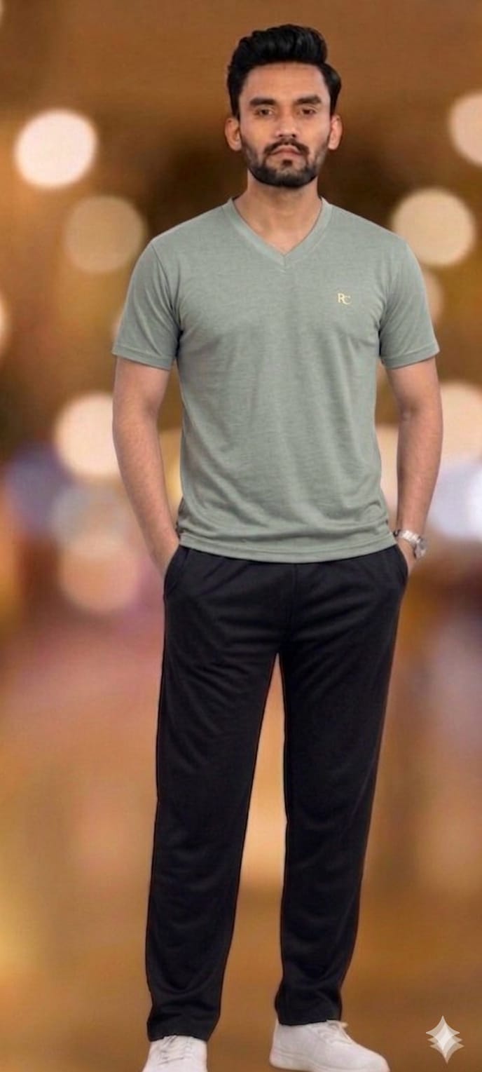 Premium Men Casual Grey V Neck Tee For Everyday Minimalist Style